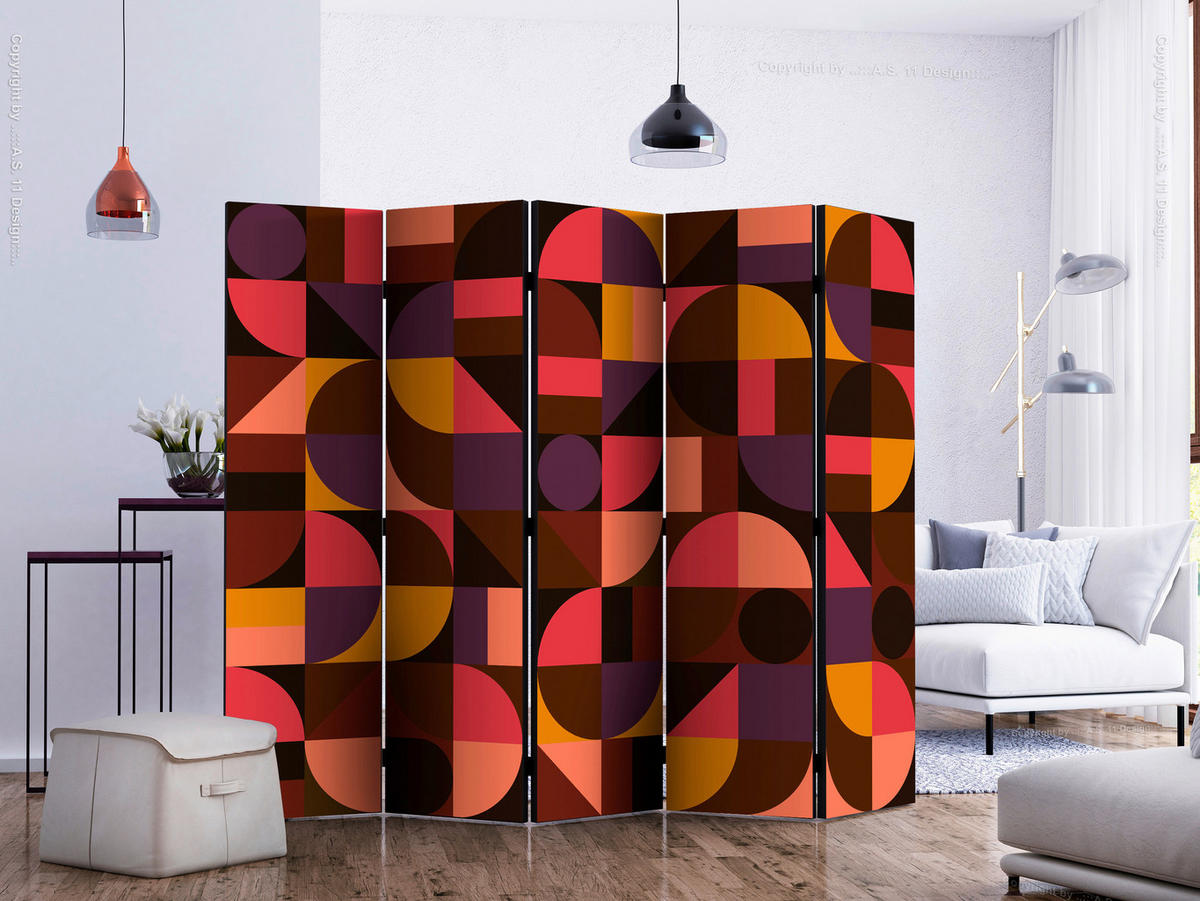 SKÄRMVÄGG  i trä, textil  multicolor  - multicolor, Basics, trä/textil (225/172/3cm) - artgeist