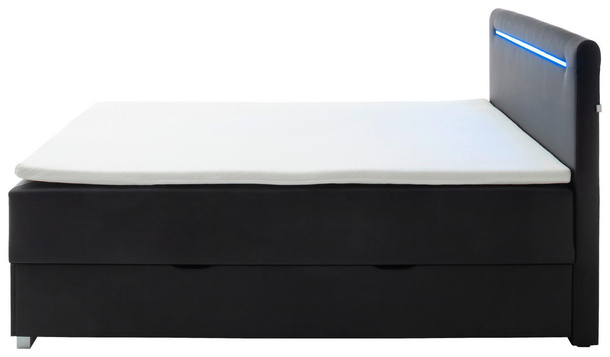 BOXBETT 180/200 cm  in Schwarz  - Edelstahlfarben/Schwarz, MODERN, Kunststoff/Textil (180/200cm) - Livetastic