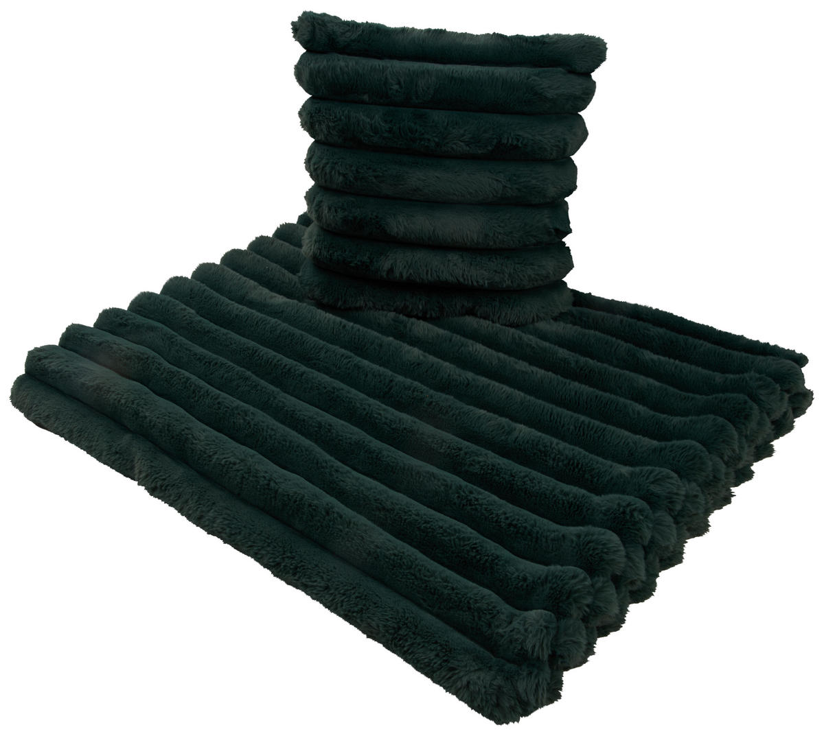 ĆEBE OD VEŠTAČKOG KRZNA 150/200 cm tamnozelena  - tamnozelena, tekstil (150/200cm) - Novel