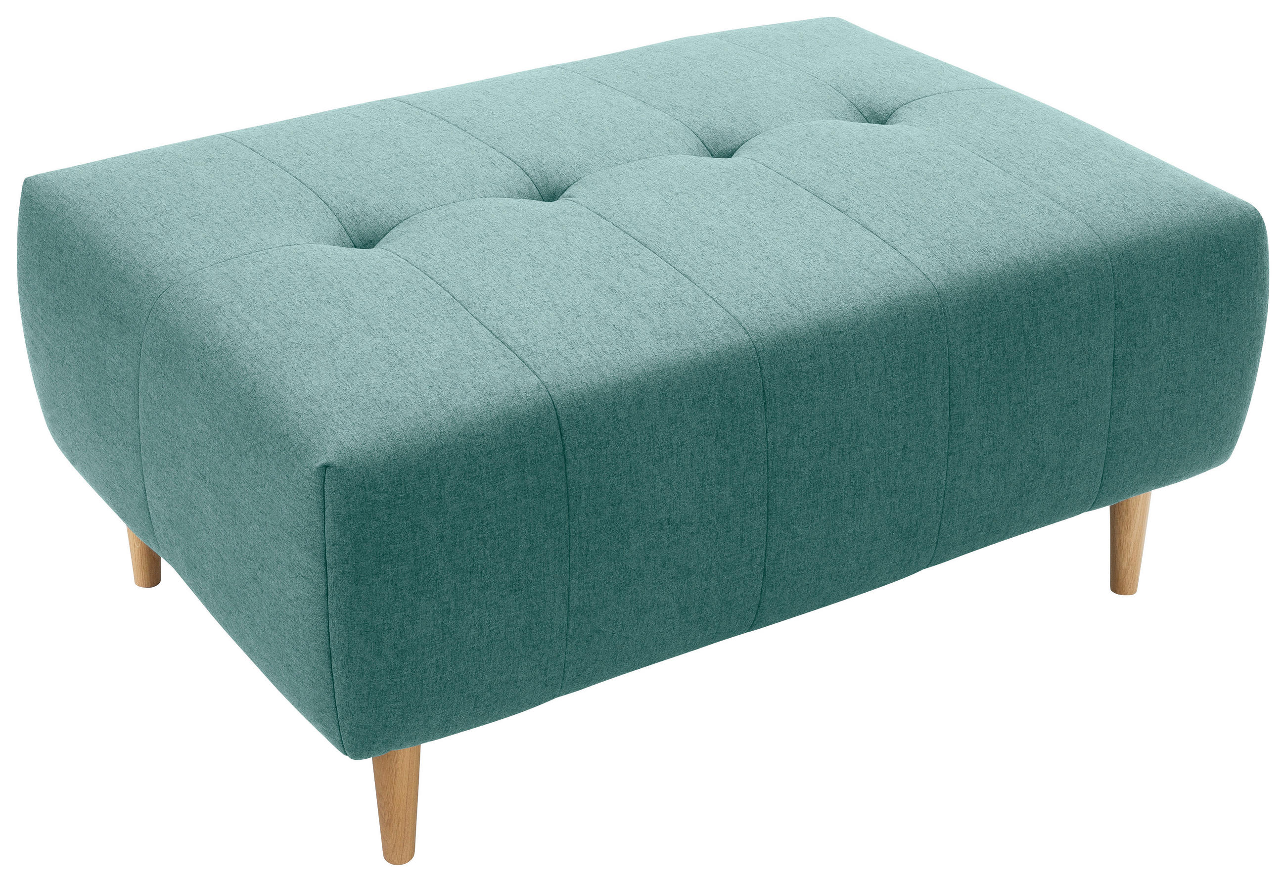 HOCKER in Textil Türkis  - Türkis/Eichefarben, Design, Holz/Textil (107/47/79cm) - Livetastic