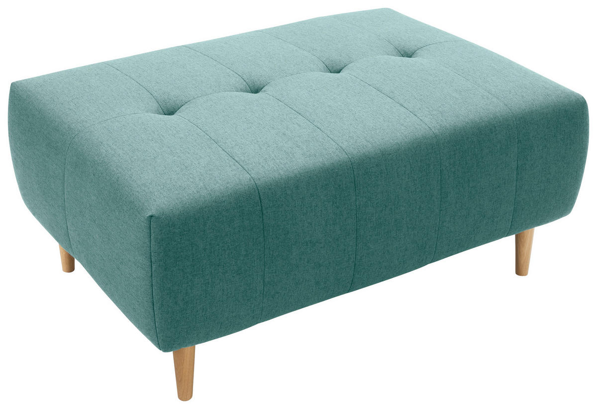 HOCKER in Textil Türkis  - Türkis/Eichefarben, Design, Holz/Textil (107/47/79cm) - Livetastic