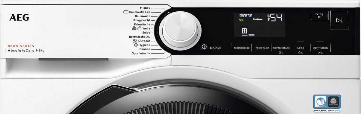 WÄRMEPUMPENTROCKNER TR8T70680  - Schwarz/Weiß, Basics, Kunststoff/Metall (59,6/85/66,3cm) - AEG