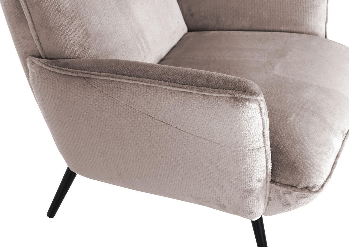 OHRENSESSEL in Plüsch Beige  - Beige/Schwarz, Konventionell, Textil/Metall (83/110/92cm) - MID.YOU