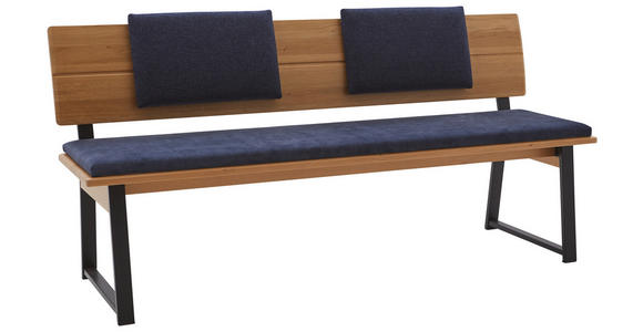 SITZBANK 170/85/56 cm  in Blau, Schwarz, Wildeiche  - Blau/Wildeiche, KONVENTIONELL, Holz/Textil (170/85/56cm) - Valnatura