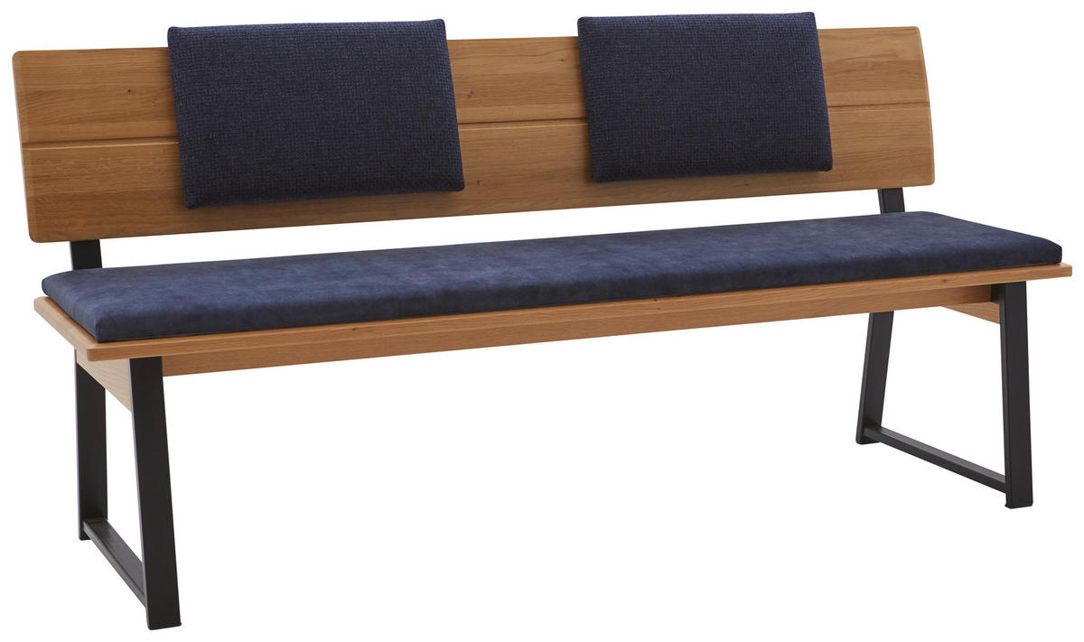 SITZBANK 150/85/56 cm  in Blau, Schwarz, Wildeiche  - Blau/Wildeiche, KONVENTIONELL, Holz/Textil (150/85/56cm) - Valnatura