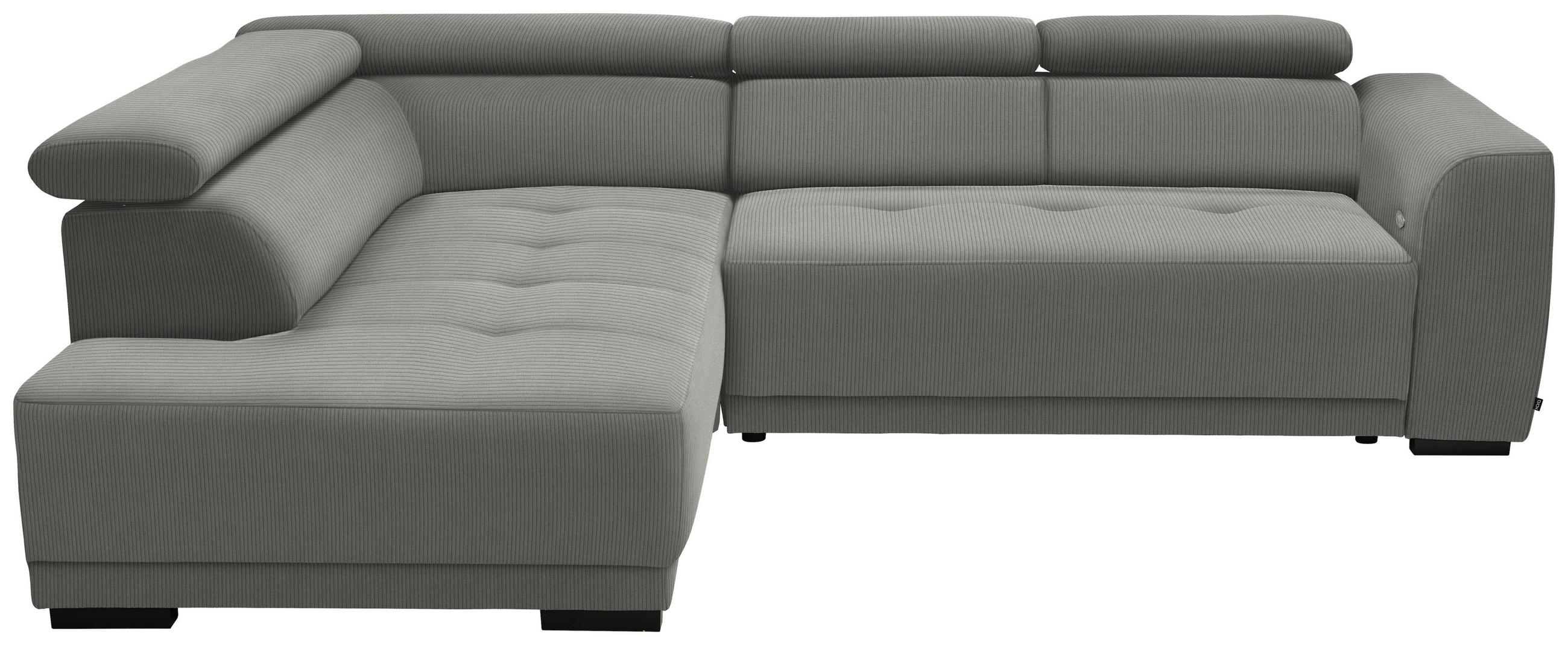 ECKSOFA in Feincord Grau  - Schwarz/Grau, Design, Kunststoff/Textil (205/284cm) - MID.YOU