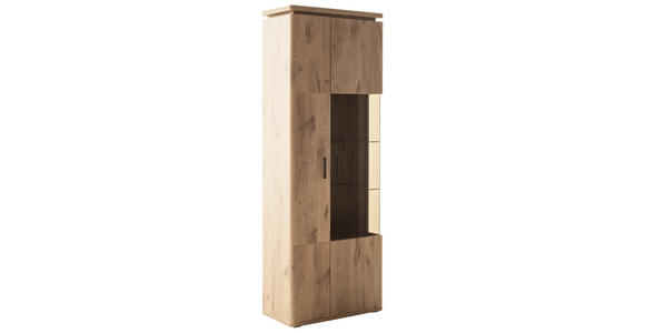VITRINE in Eichefarben - Eichefarben/Anthrazit, KONVENTIONELL, Glas/Holzwerkstoff (75/208/38cm) - Cantus