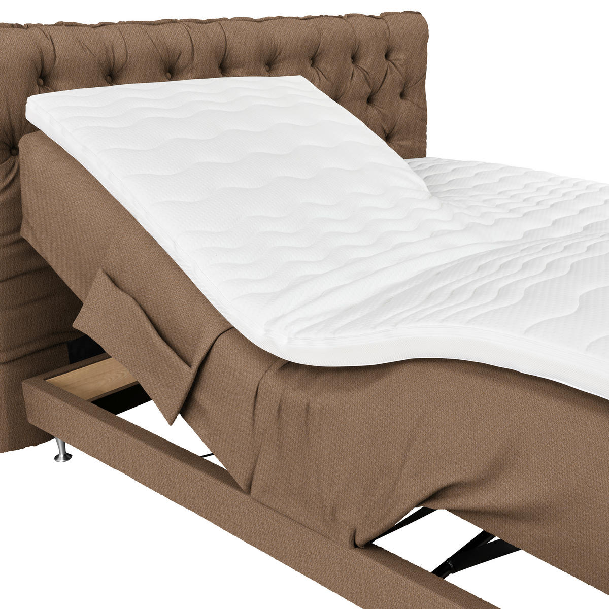 BOXSPRINGBETT 180/200 cm  in Hellbraun  - Blau/Hellbraun, Basics, Holzwerkstoff/Textil (180/200cm) - Welnova