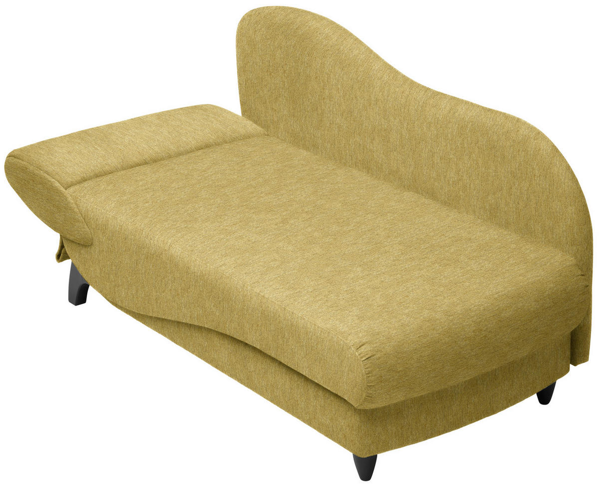 RÉCAMIERE in Webstoff Hellgrün  - Schwarz/Hellgrün, Modern, Holz/Textil (171-190/87/84cm) - Joka