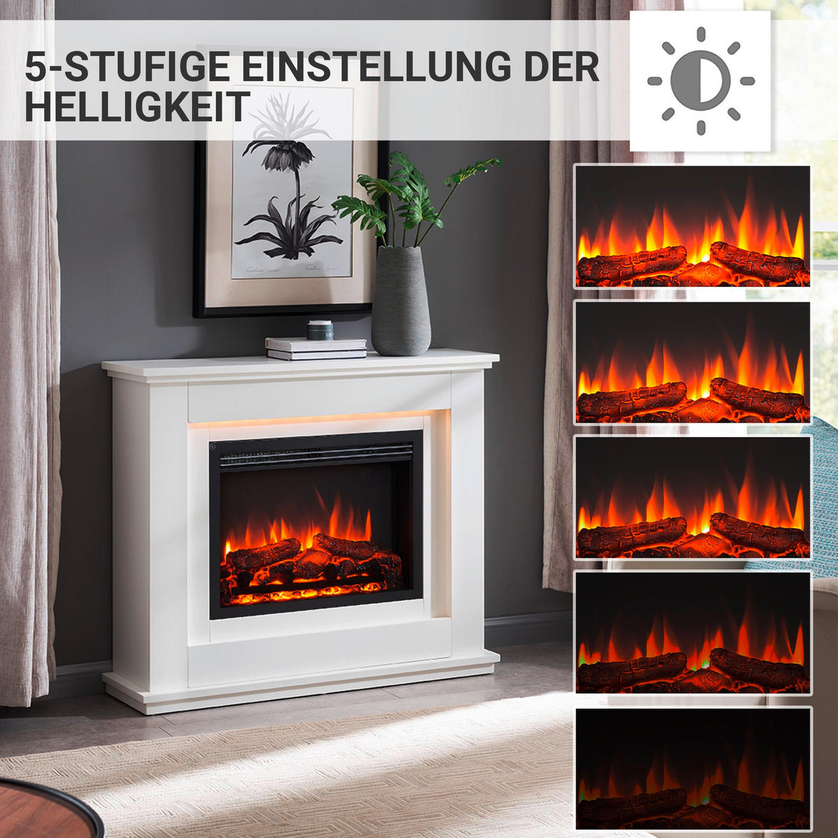 ELEKTROKAMIN - Weiß, Basics, Holz/Metall (83/83/28cm)