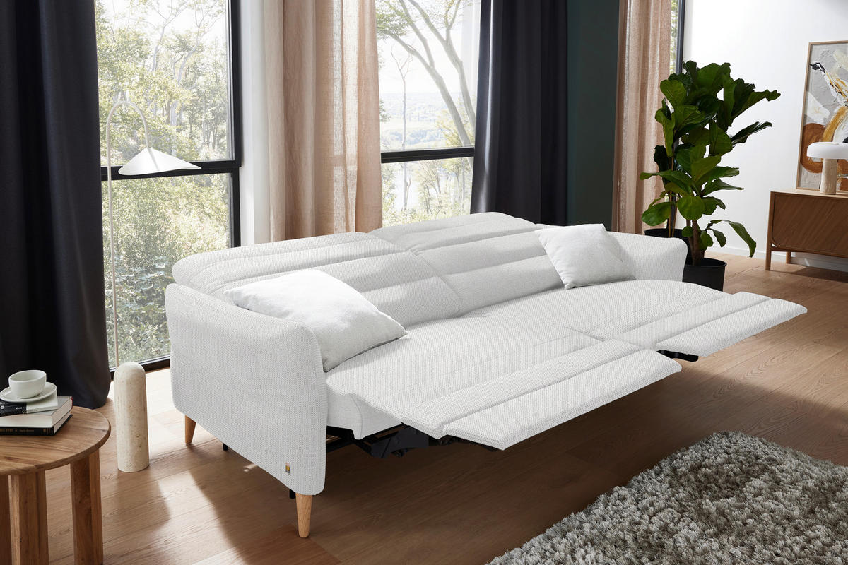 2-SITZER-SOFA in Webstoff Weiß  - Eiche Bianco/Weiß, Design, Holz/Textil (234-262/85-106/98-112cm) - Dieter Knoll
