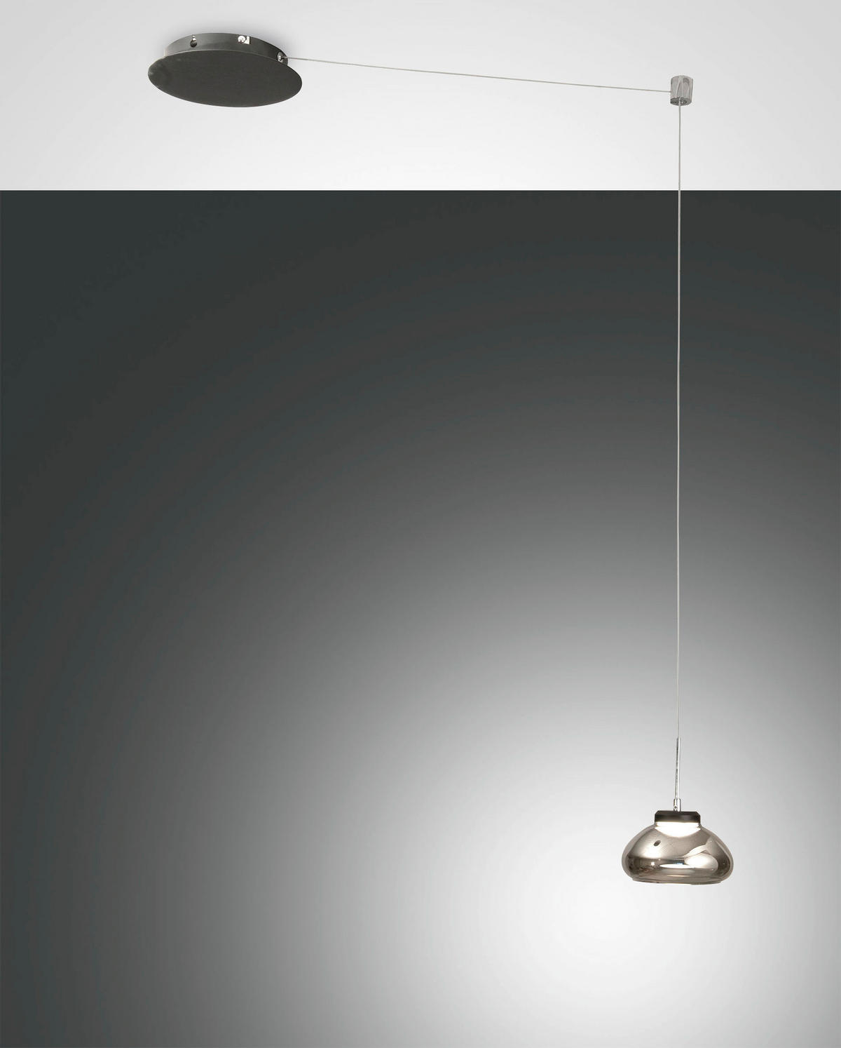 LED-PENDELLEUCHTE 14/350 cm  - Schwarz/Grau, Basics, Glas/Metall (14/350cm) - Fabas Luce