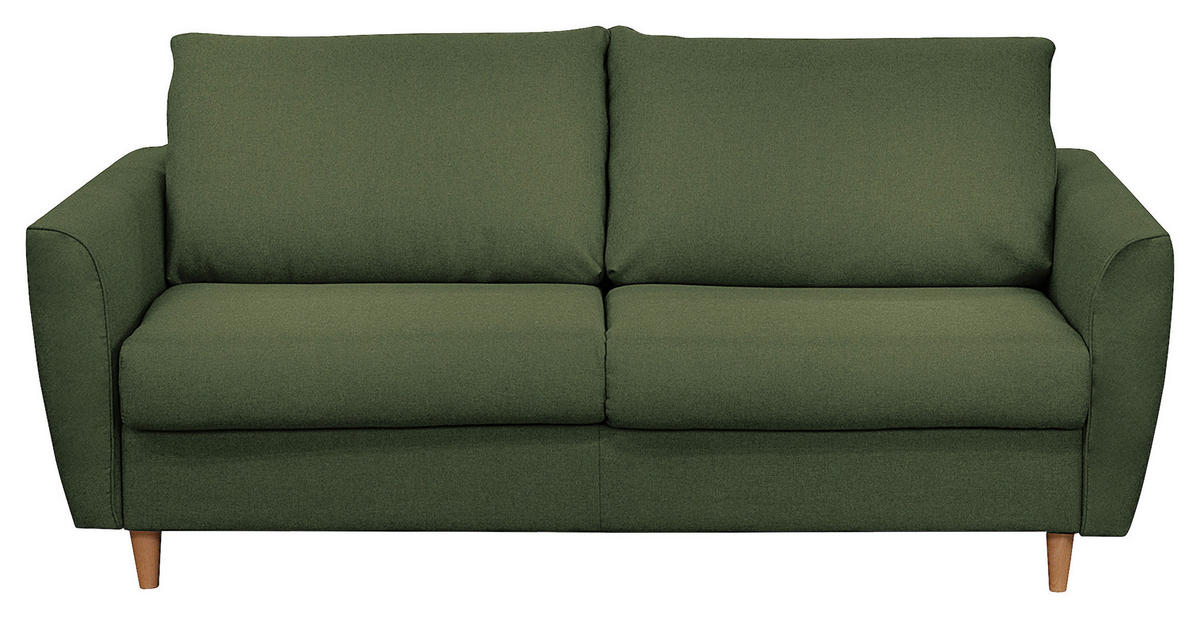 Canapea Extensibilă, textil, verde închis - verde închis/culoare lemn fag, Design, lemn/textil (195/90/102cm) - Livetastic