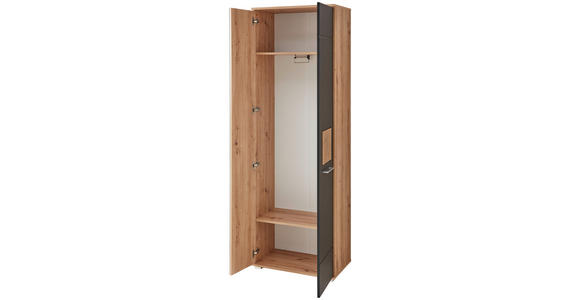 GARDEROBENSCHRANK in 65/195/38 cm - Chromfarben/Schwarz, Basics, Holzwerkstoff/Metall (65/195/38cm) - Xora