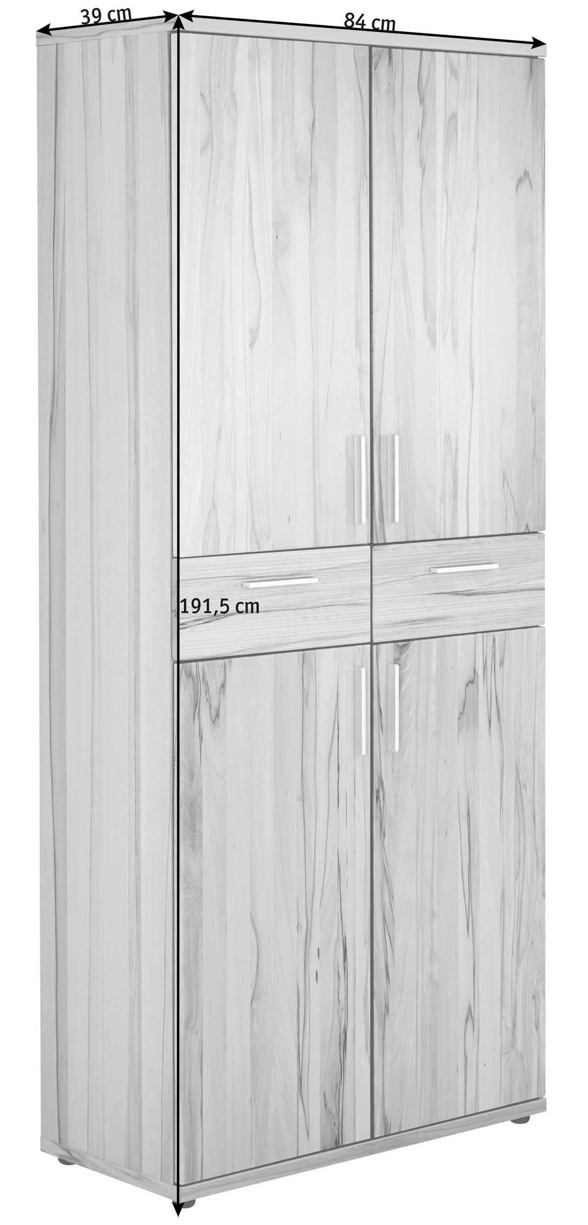 SCHUHSCHRANK Kernbuche furniert, teilmassiv Buchefarben  - Chromfarben/Buchefarben, Design, Holz/Kunststoff (84/191,5/39cm)