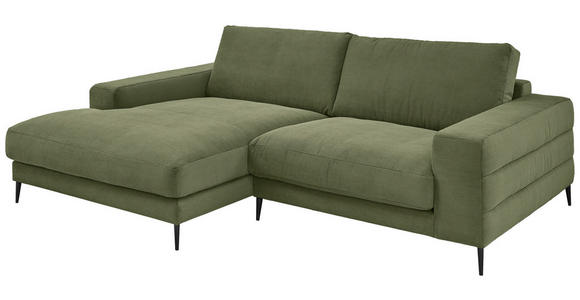 ECKSOFA Dunkelgrün Feincord  - Dunkelgrün/Schwarz, Design, Textil/Metall (177/253cm) - Dieter Knoll