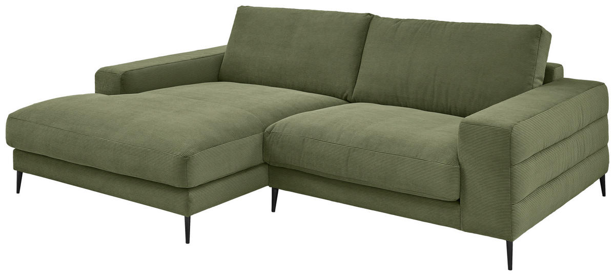 ECKSOFA in Feincord Dunkelgrün  - Dunkelgrün/Schwarz, Design, Textil/Metall (177/253cm) - Dieter Knoll
