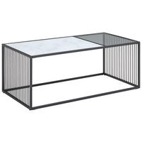 COUCHTISCH in Metall, Glas 110/55/42 cm  - Weiss/Schwarz, Design, Glas/Metall (110/55/42cm) - Livetastic