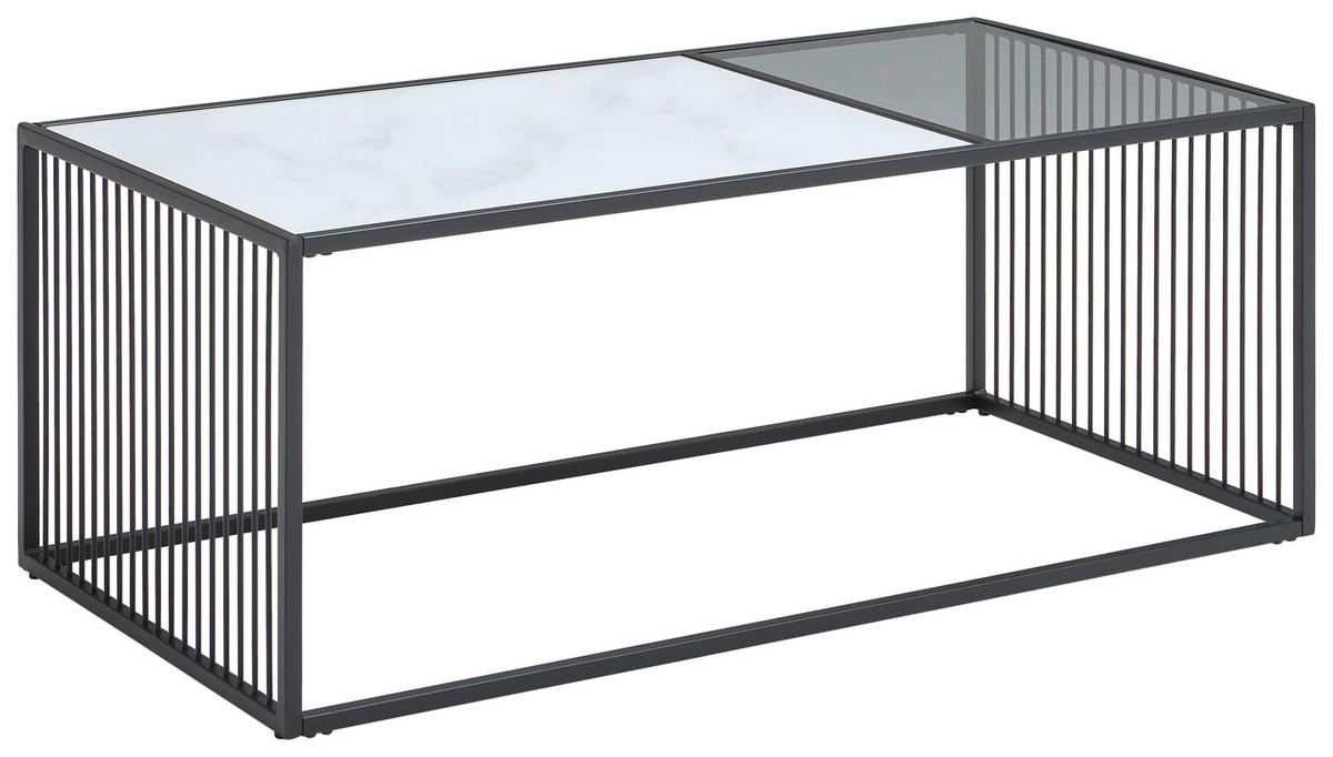 COUCHTISCH in Metall, Glas 110/55/42 cm  - Weiss/Schwarz, Design, Glas/Metall (110/55/42cm) - Livetastic