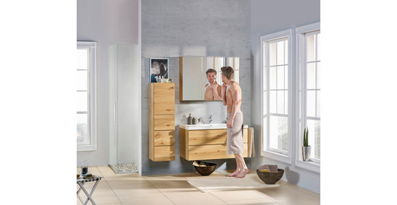 BADEZIMMER  in 105 cm  - Eichefarben, Design, Glas/Holz (105cm) - Novel