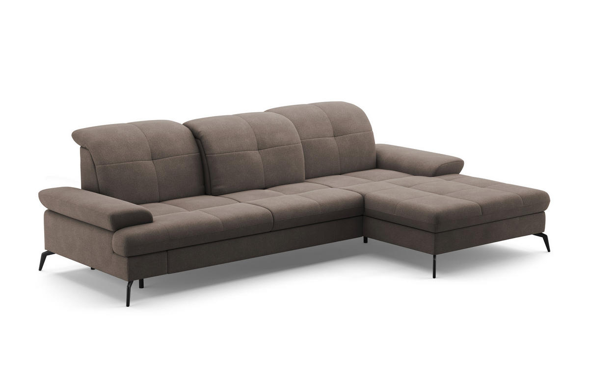 ECKSOFA in Flachgewebe Schlammfarben  - Schlammfarben/Schwarz, Konventionell, Textil/Metall (279/185cm) - Sit & More