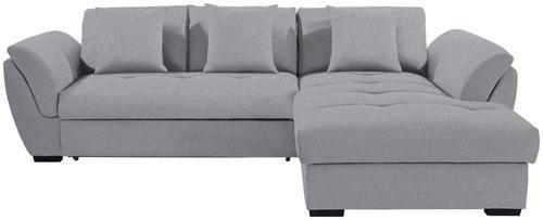 ECKSOFA Grau Webstoff  - Schwarz/Grau, Design, Kunststoff/Textil (278/187cm) - Livetastic