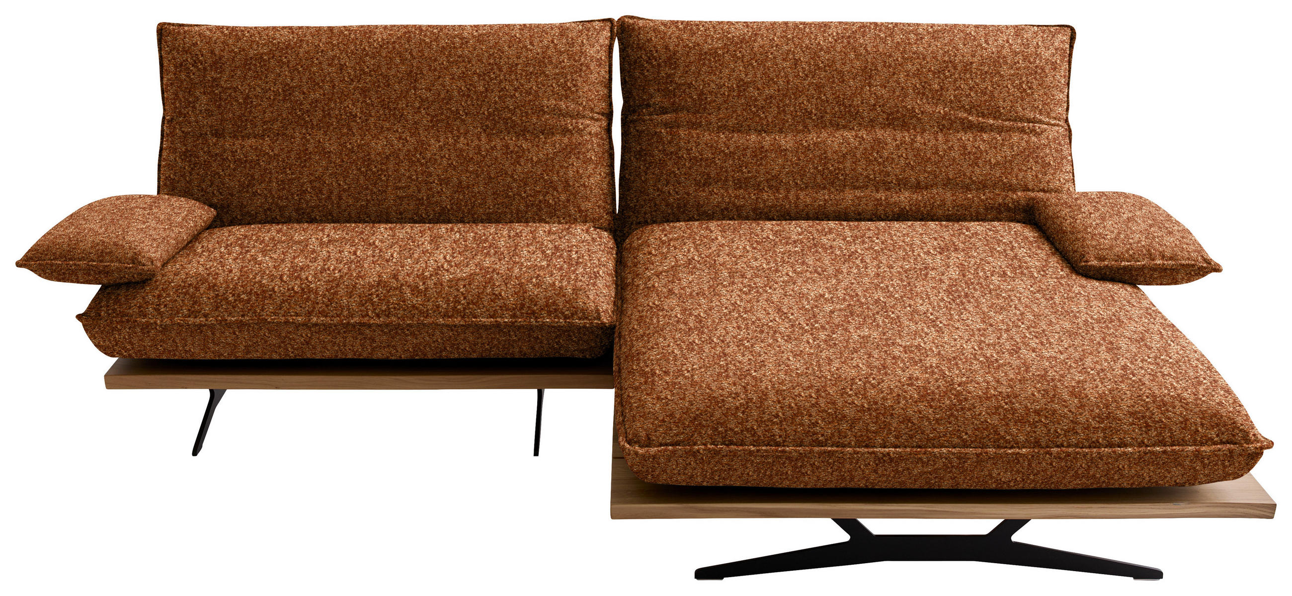 ECKSOFA  in Chenille, Flachgewebe Rostfarben, Wildeiche Rücken echt, Armteilverstellung, Relaxfunktion, Drehsitzfunktion  284/161 cm  - Wildeiche/Rostfarben, Design, Holz/Textil (284/161cm) - Koinor