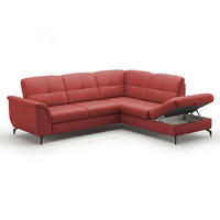 ECKSOFA in Vliesstoff Kombination Echtleder/Stoff Rot  - Rot/Schwarz, Modern, Leder/Textil (244/212cm) - Sit & More