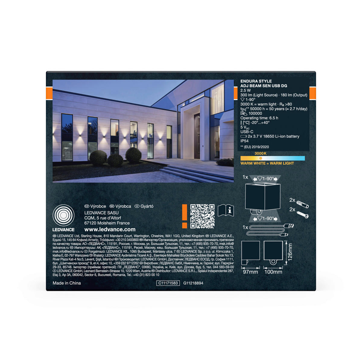 LED-AUßENLEUCHTE 10/9,7/12,6 cm   - Dunkelgrau, Basics, Glas/Kunststoff (10/9,7/12,6cm) - Osram