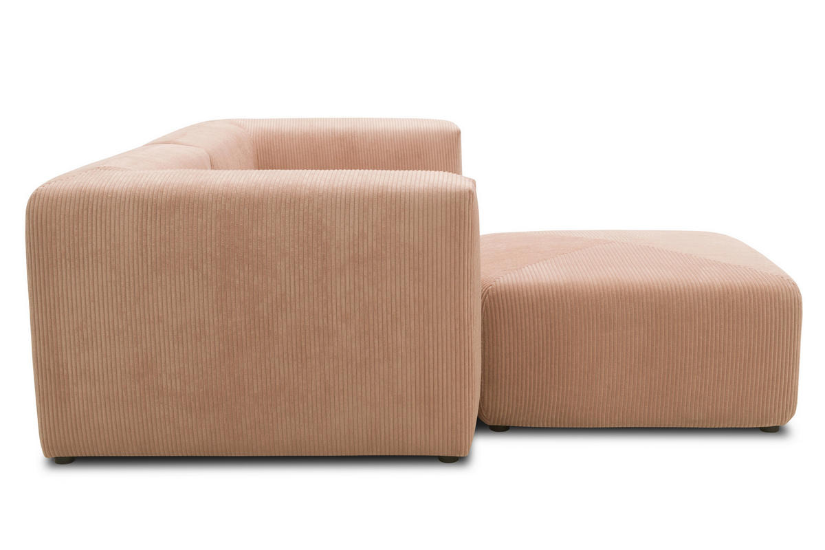 ECKSOFA in Cord, Mikrofaser Rosa, Roségold   - Roségold/Schwarz, Design, Kunststoff/Textil (216/69/193cm) - MID.YOU