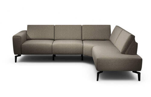 ECKSOFA in Samt Braun  256/193 cm  - Schwarz/Braun, Design, Textil/Metall (256/193cm) - SENSOO