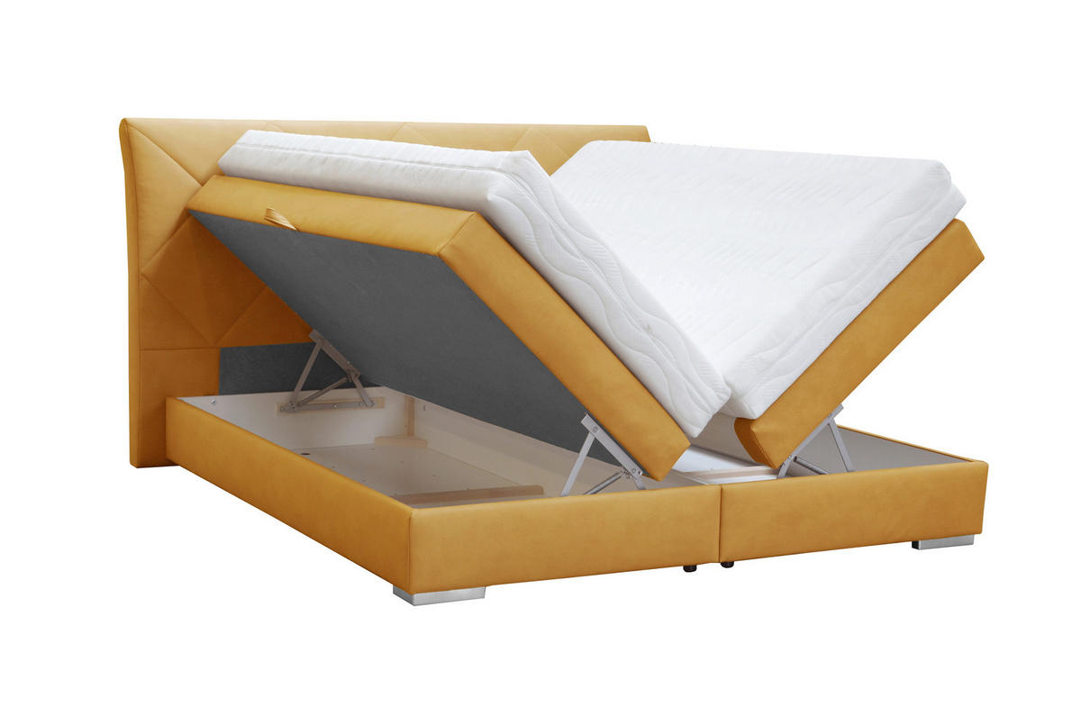 BOXSPRING-ÁGY 180/200 cm  sárga  - sárga/króm, Basics, textil (180/200cm) - Esposa