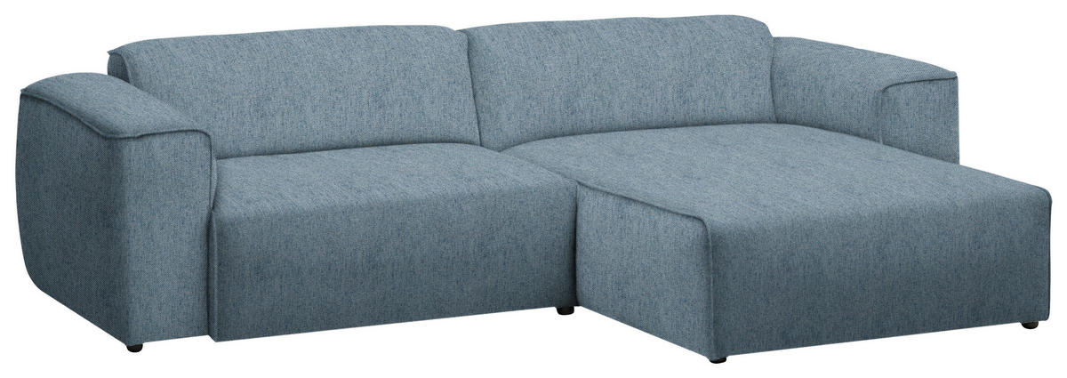 ECKSOFA in Webstoff Blau  265/171 cm  - Blau/Schwarz, Design, Kunststoff/Textil (265/171cm) - home24