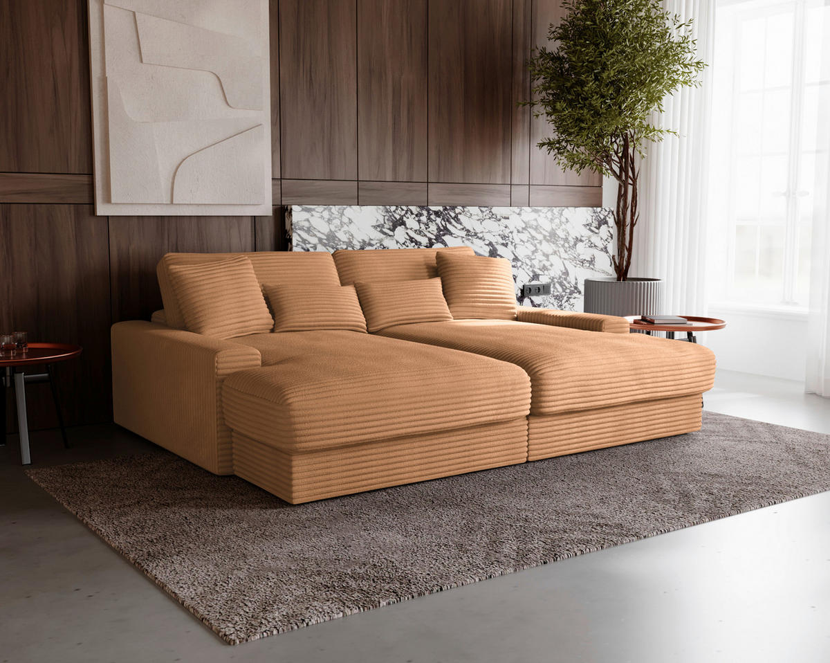 BIGSOFA in Cord Rostfarben  - Rostfarben/Schwarz, MODERN, Kunststoff/Textil (230/85/190cm) - Carryhome