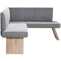 ECKBANK 140/160 cm Webstoff Hellgrau   - Eichefarben/Hellgrau, KONVENTIONELL, Textil (140/160cm)