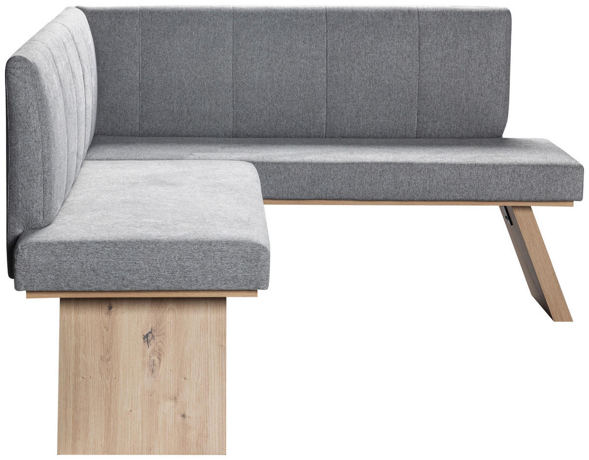 ECKBANK 140/160 cm Webstoff Hellgrau   - Eichefarben/Hellgrau, KONVENTIONELL, Textil (140/160cm)
