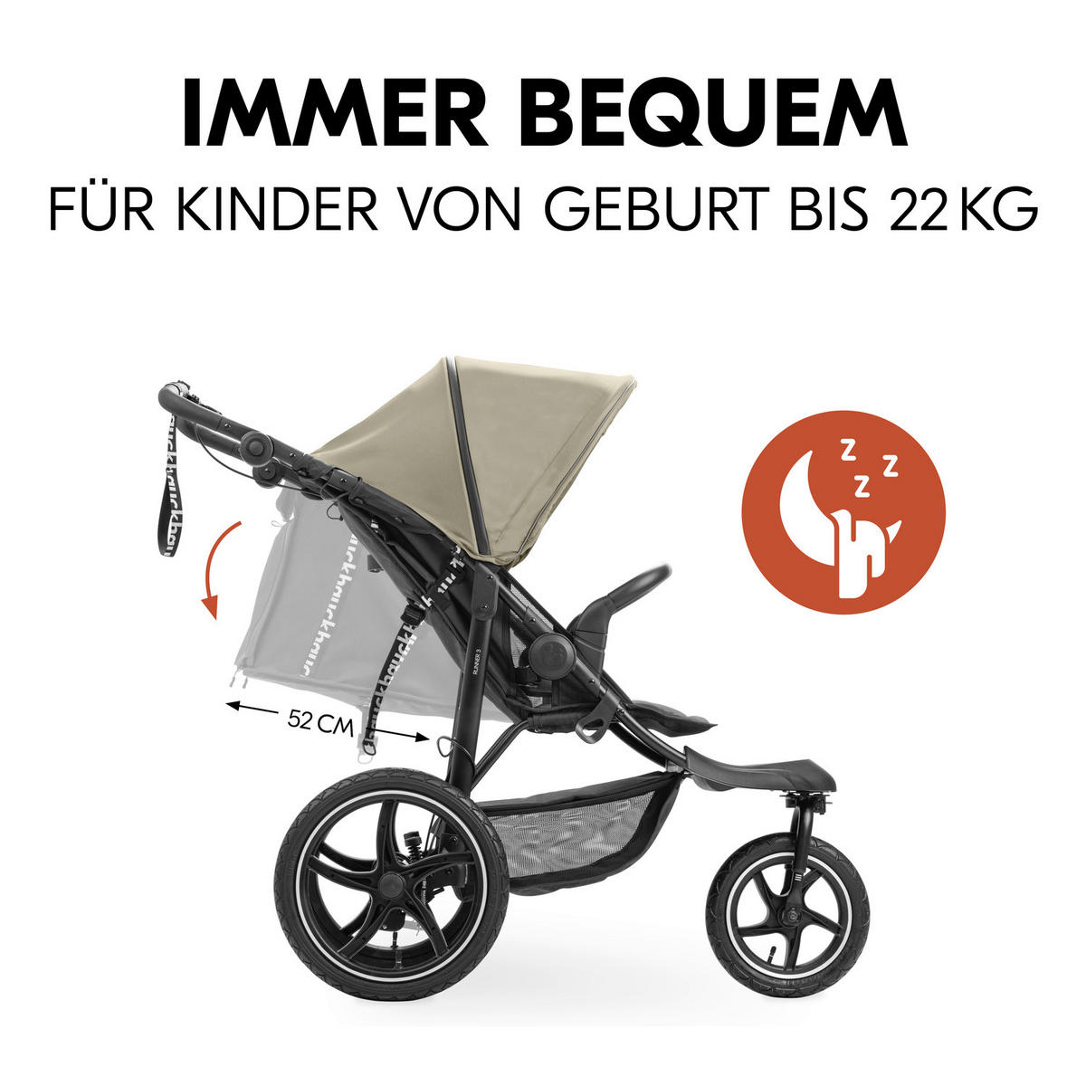 JOGGER Runner 3  - Schwarz/Olivgrün, Basics, Kunststoff/Textil (62/107/116null) - Hauck