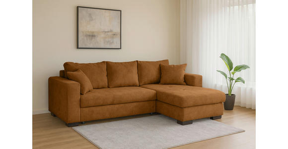 ECKSOFA Goldfarben Webstoff - Goldfarben/Braun, KONVENTIONELL, Holz/Textil (170/235cm) - Carryhome