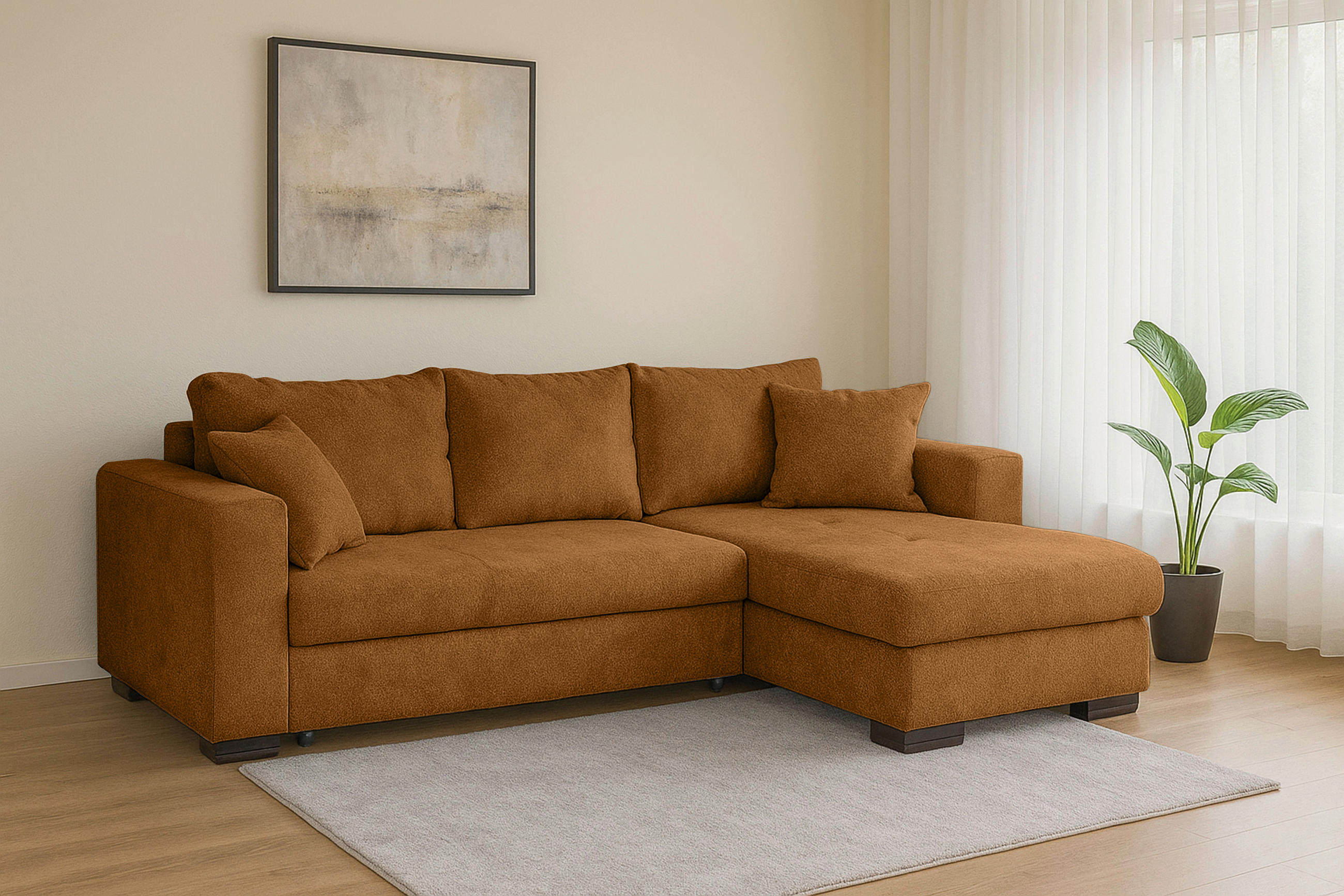 ECKSOFA in Webstoff Goldfarben  - Goldfarben/Braun, KONVENTIONELL, Holz/Textil (170/235cm) - Carryhome