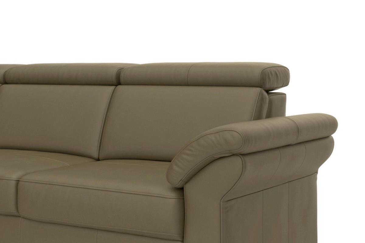ECKSOFA 194/245 cm ARNGAST E in Echtleder Olivgrün Kopfteilverstellung  194/245 cm  - Chromfarben/Olivgrün, Basics, Leder/Textil (194/245cm) - Sit & More