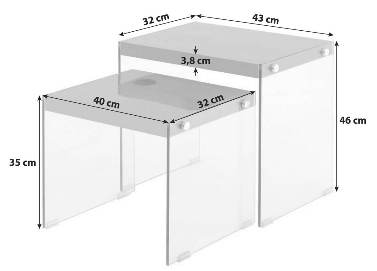 BEISTELLTISCHSET in Glas, Holzwerkstoff  - Klar/Schwarz, Basics, Glas/Holzwerkstoff - Kayoom