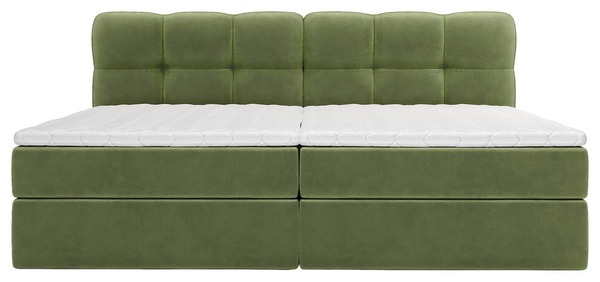 BOXBETT 240/200 cm,  in Grün, Matratze, Bettkasten, Topper, H3 = fest  - Schwarz/Grün, KONVENTIONELL, Kunststoff/Textil (240/200cm) - Chameo