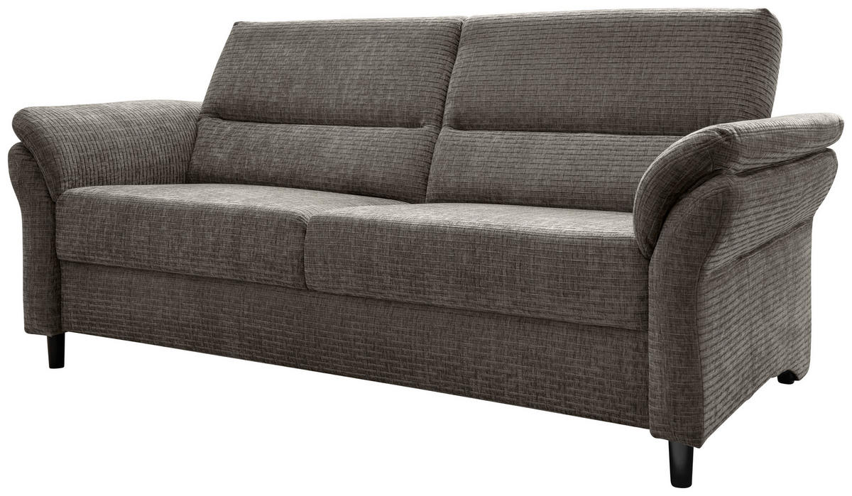 3-SITZER-SOFA in Mikrofaser Graubraun  - Graubraun/Schwarz, Modern, Holz/Textil (192/90/89cm) - Livetastic
