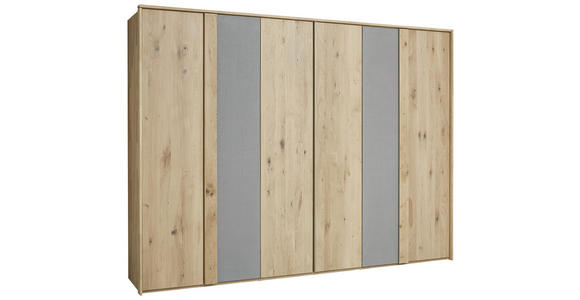 DREHTÜRENSCHRANK in Grau, Eichefarben - Eichefarben/Grau, Natur, Holz (299/223/59cm) - Valnatura