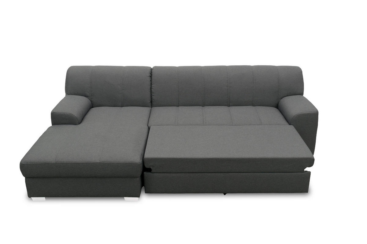 ECKSCHLAFSOFA  CAPRI Grau Struktur  - Chromfarben/Grau, KONVENTIONELL, Textil/Metall (152/239cm) - MID.YOU