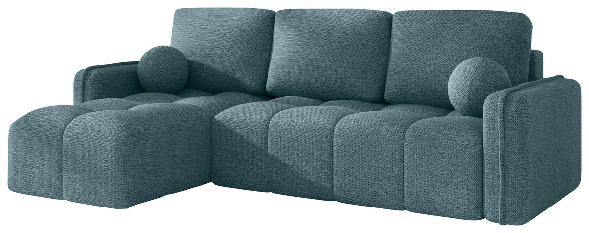 ECKSOFA  in Flachgewebe Mintgrün  - Schwarz/Mintgrün, MODERN, Kunststoff/Textil (142/240cm) - Carryhome