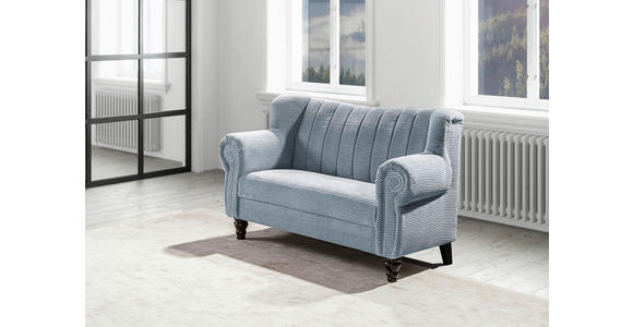 2-SITZER-SOFA in Cord Hellblau  - Dunkelbraun/Hellblau, Design, Holz/Textil (168/96/75cm) - Ambia Home