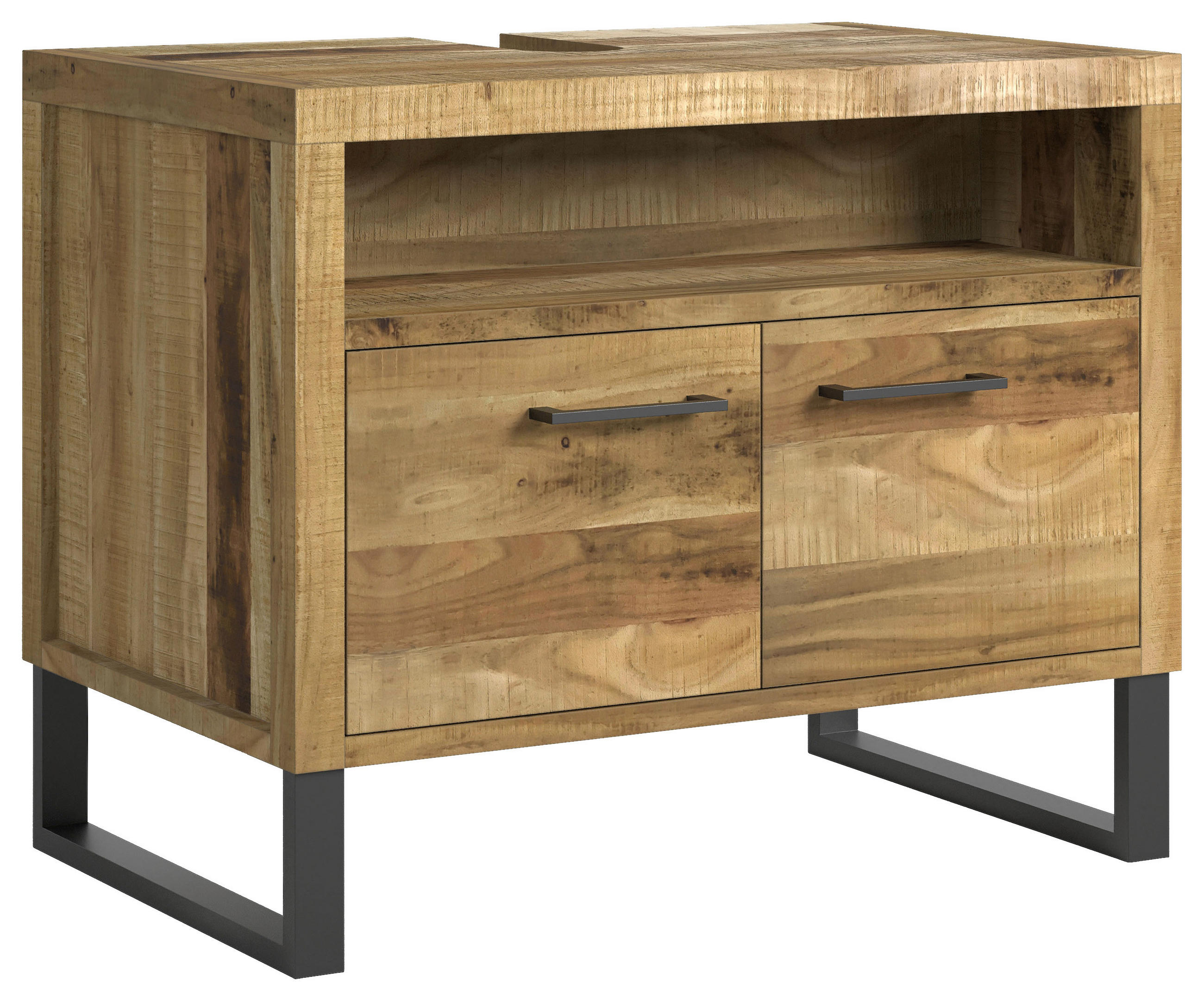 WASCHBECKENUNTERSCHRANK 79/64/39 cm  - Anthrazit/Schwarz, Natur, Holz/Metall (79/64/39cm) - Livetastic