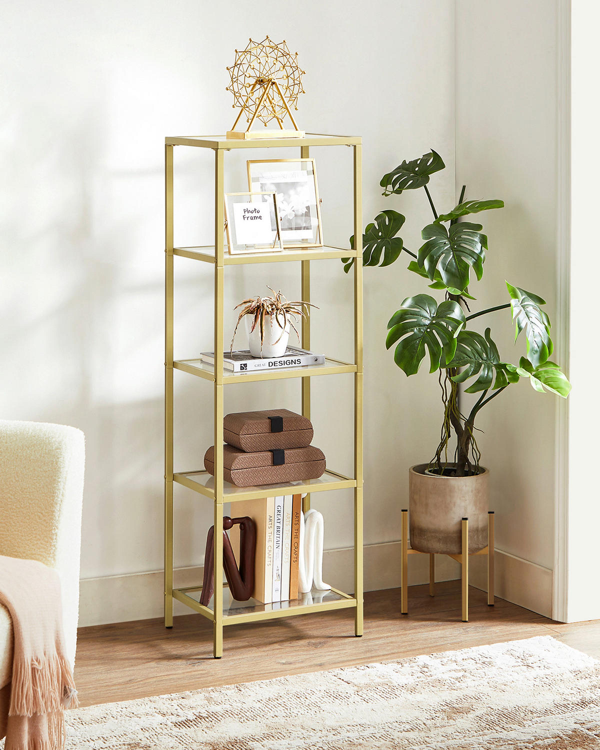 REGAL Goldfarben  - Goldfarben, Trend, Glas/Metall (40/124,5/30cm) - Boxxx