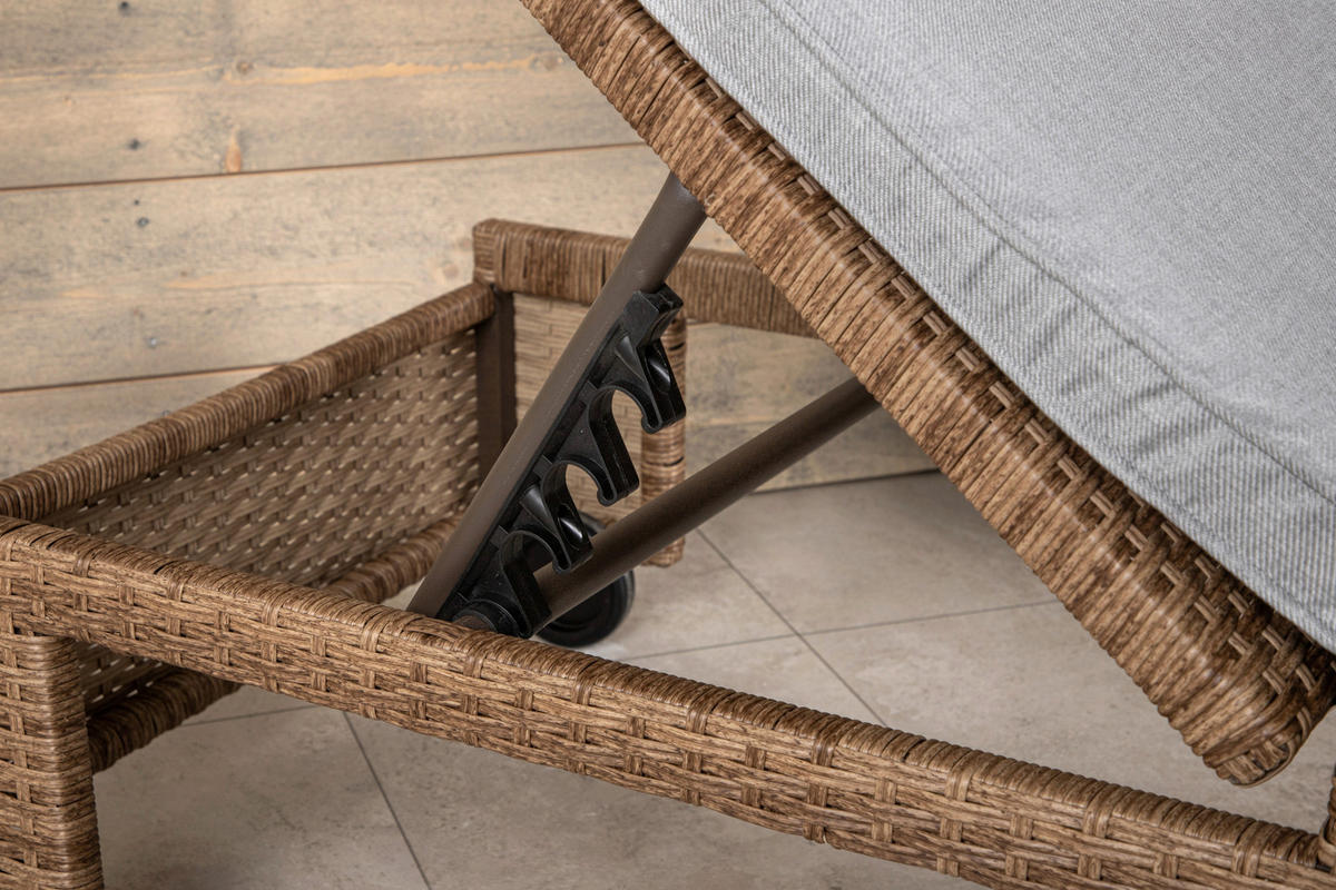 SONNENLIEGE 60/32/196 cm  - Sandfarben/Hellbraun, KONVENTIONELL, Kunststoff/Textil (60/32/196cm) - Gardenson